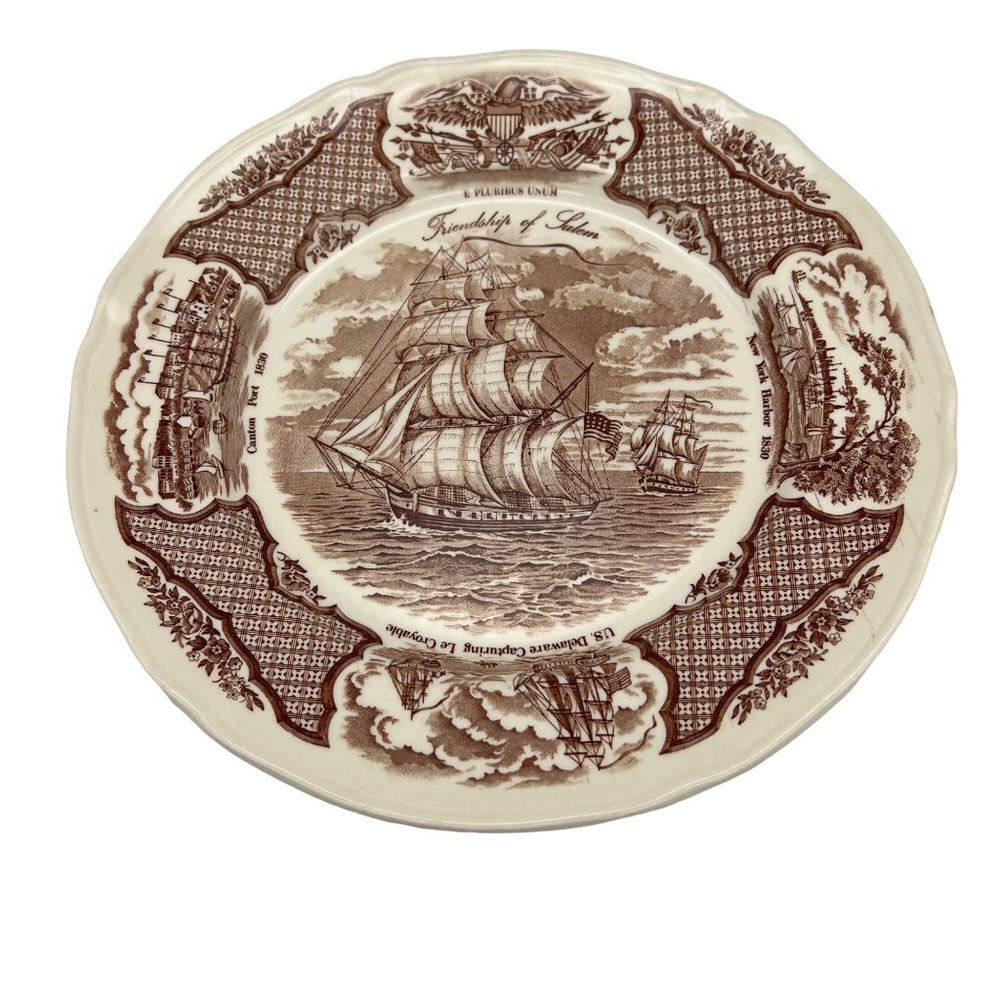 Vintage Fair Winds Friendship of Salem Dinner Plate Alfred Meakin England 10.5"